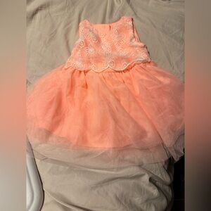 Rare Editions Peach Floral Kids Formal Dress